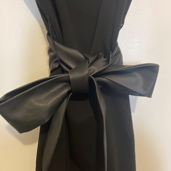 Black Dress with Vegan Leather Tie​​​​​​​​​​ - Picture 2 of 6